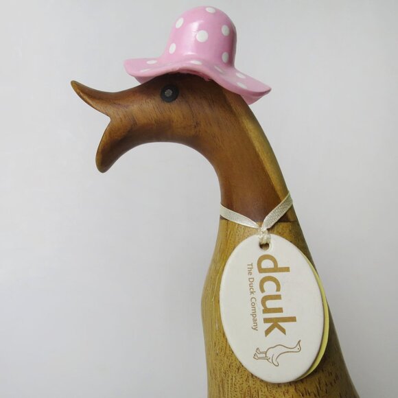 Dcuk The Duck Company Wooden Duck Pink Spotted Hat & Welly Boots - Picture 2 of 10